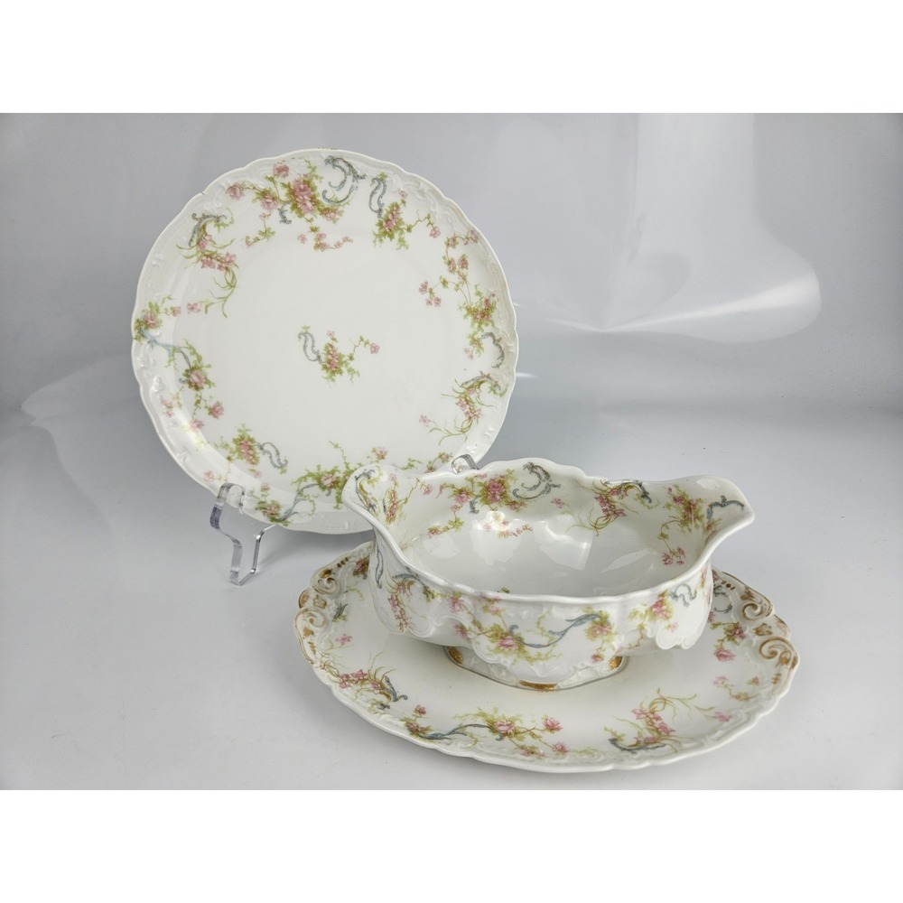 Haviland Limoges Berry Bowl w Attached Underplate & Cabinet‎ Plate